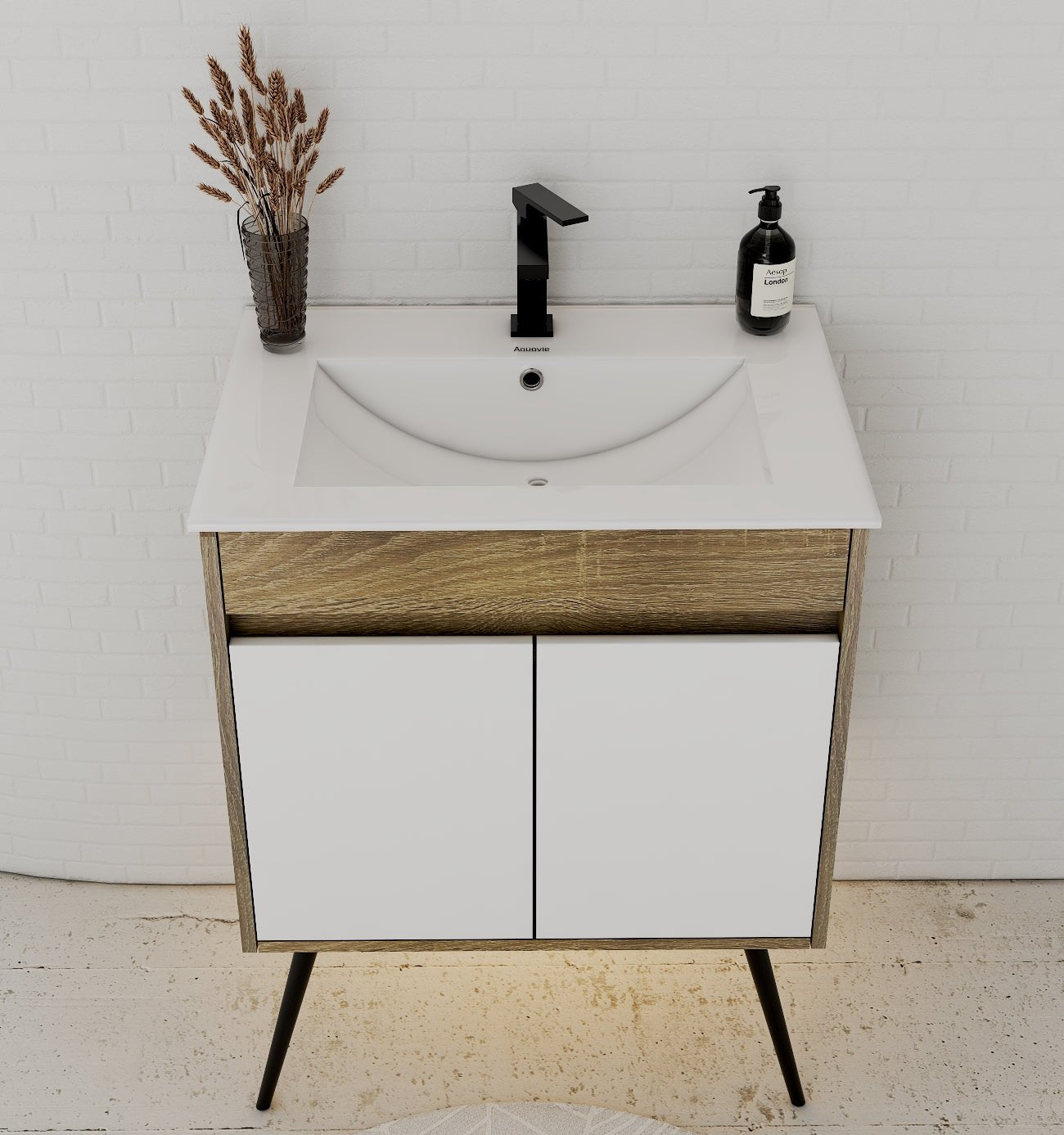 18" Narrow Depth Bathroom Vanity With Ceramic Sink - Vanity24" NeoNova Decor