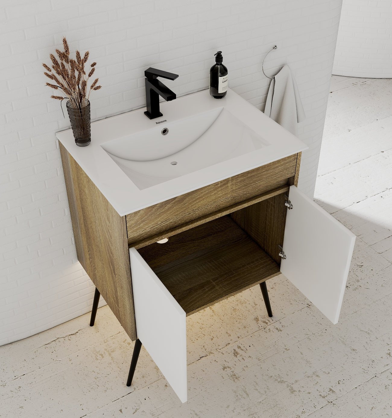 18" Narrow Depth Bathroom Vanity With Ceramic Sink - Vanity24" NeoNova Decor