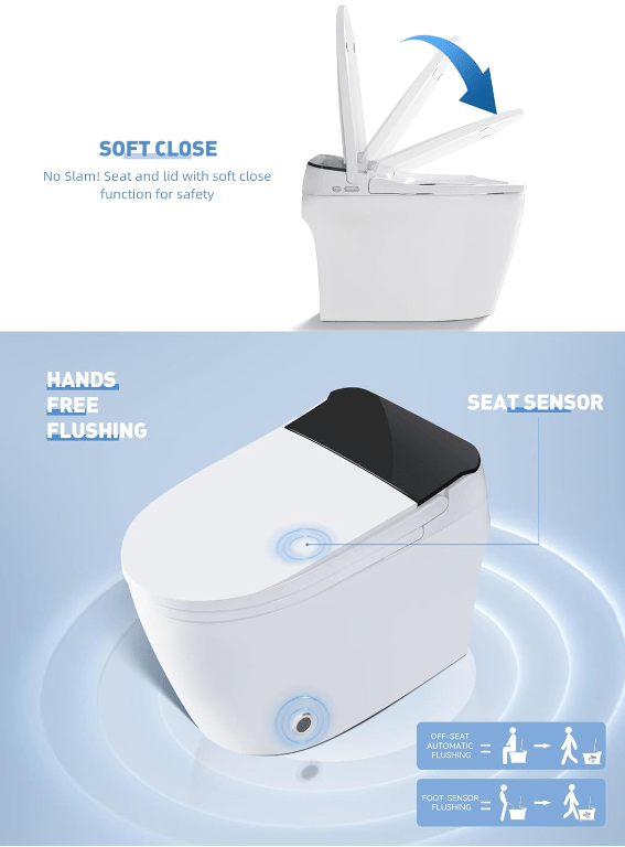 2213C One - Piece Smart Toilet with LED Display, Heated Seat, and Auto - Cleaning Function - Smart Toilet NeoNova Decor