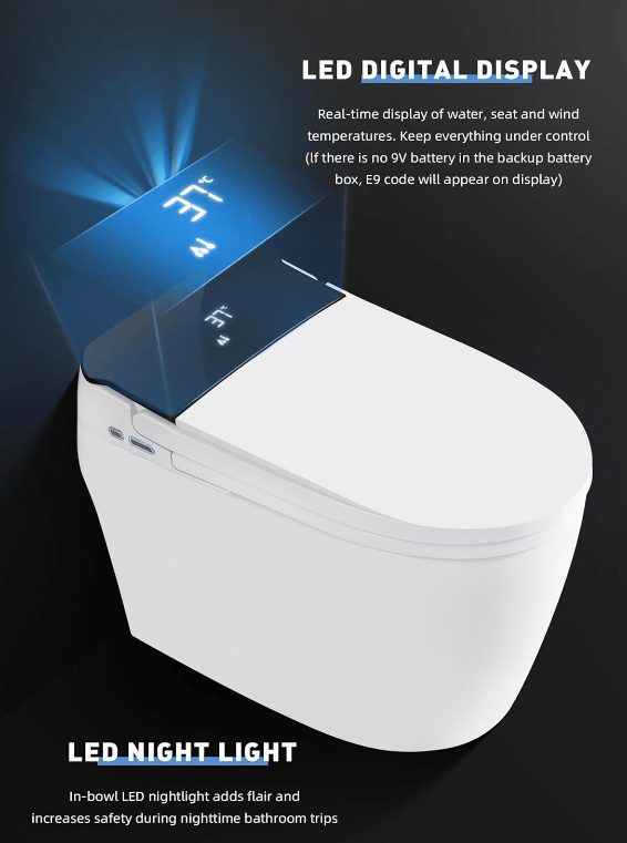 2213C One - Piece Smart Toilet with LED Display, Heated Seat, and Auto - Cleaning Function - Smart Toilet NeoNova Decor
