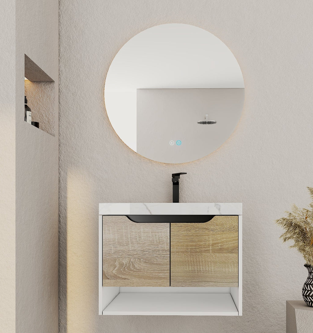 24", 32", 40" Modern Floating Vanity with Seamless Stone Top - Vanity24" NeoNova Decor
