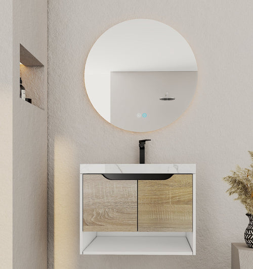 24", 32", 40" Modern Floating Vanity with Seamless Stone Top - Vanity24" NeoNova Decor