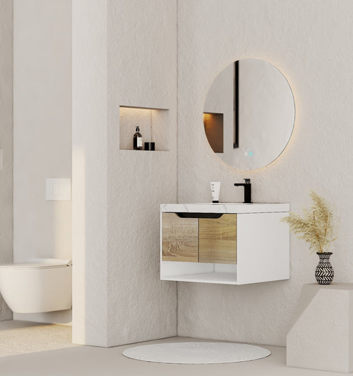 24", 32", 40" Modern Floating Vanity with Seamless Stone Top - Vanity24" NeoNova Decor