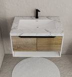 24", 32", 40" Modern Floating Vanity with Seamless Stone Top - Vanity32" NeoNova Decor