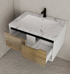 24", 32", 40" Modern Floating Vanity with Seamless Stone Top - Vanity32" NeoNova Decor