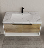 24", 32", 40" Modern Floating Vanity with Seamless Stone Top - Vanity40" NeoNova Decor