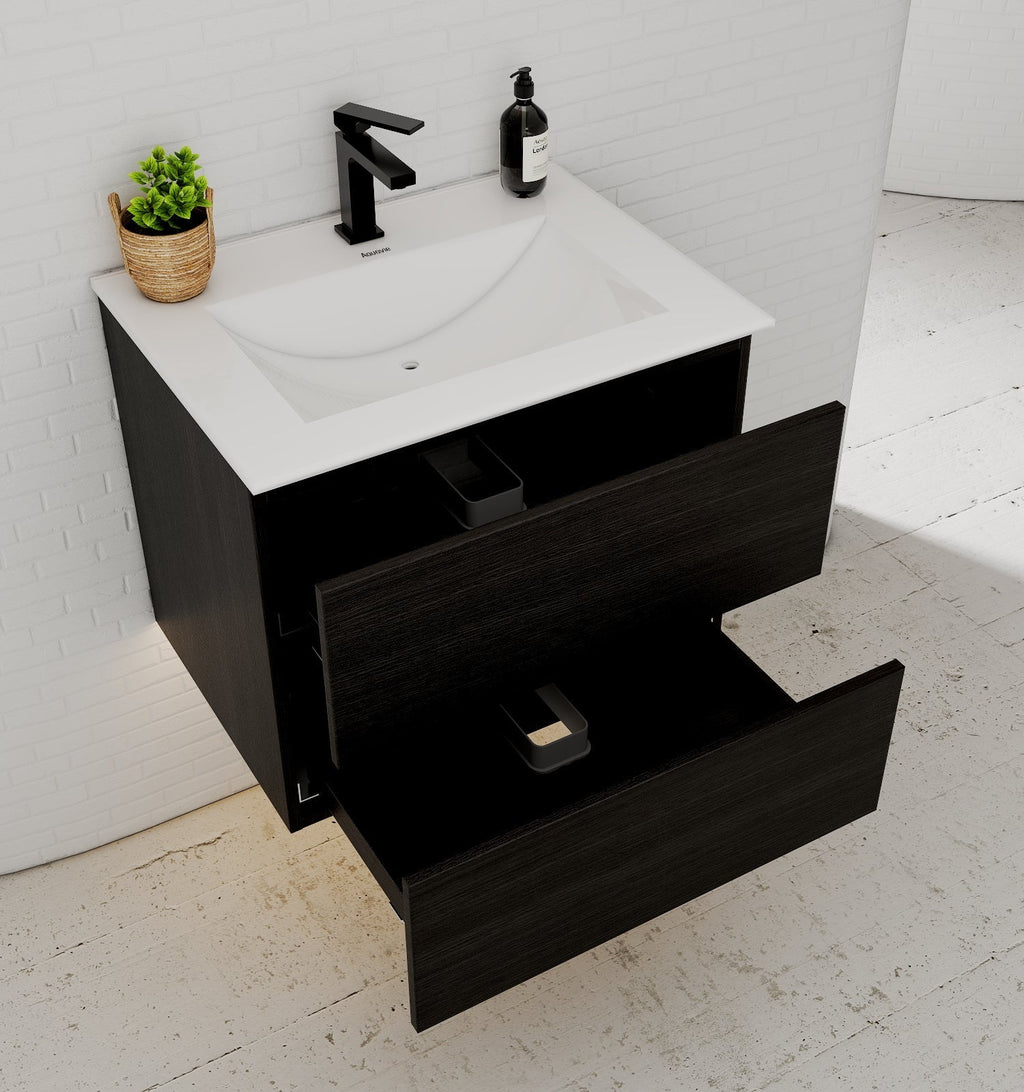 24"/30" Black Bathroom Vanity Sink Wall Mounted Cabinet Vanity - Vanity24" NeoNova Decor