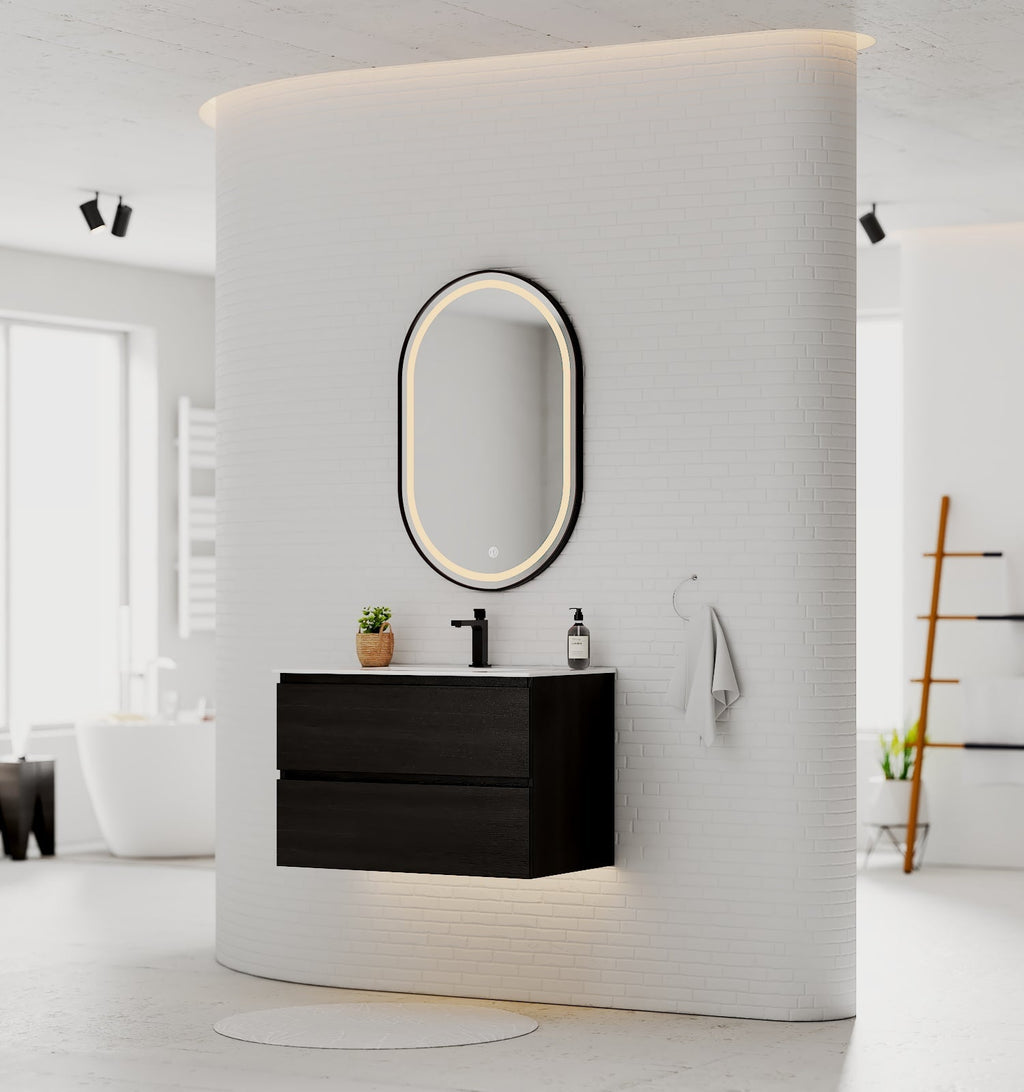 24"/30" Black Bathroom Vanity Sink Wall Mounted Cabinet Vanity - Vanity24" NeoNova Decor