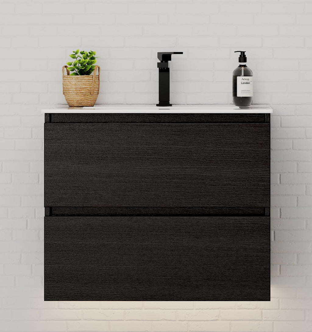 24"/30" Black Bathroom Vanity Sink Wall Mounted Cabinet Vanity - Vanity24" NeoNova Decor