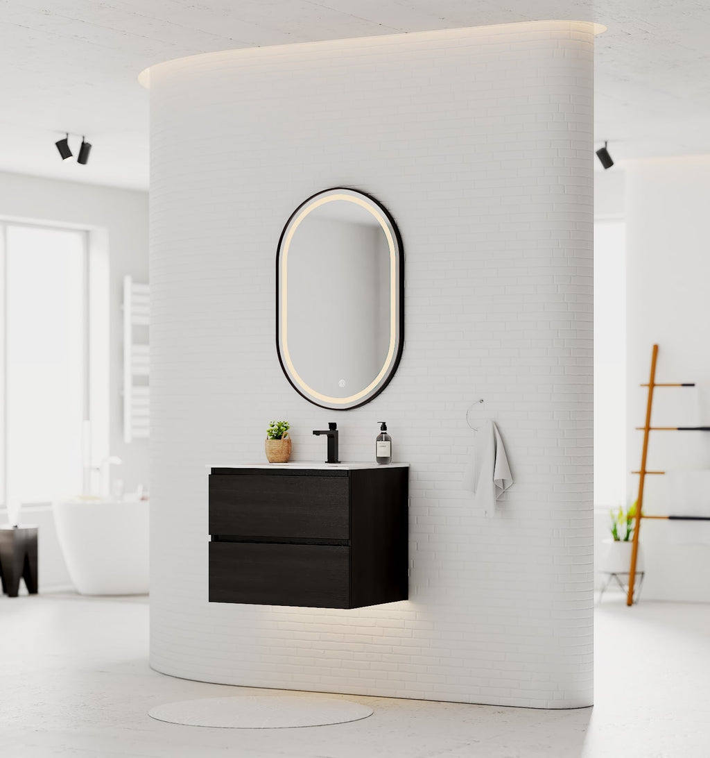 24"/30" Black Bathroom Vanity Sink Wall Mounted Cabinet Vanity - Vanity24" NeoNova Decor