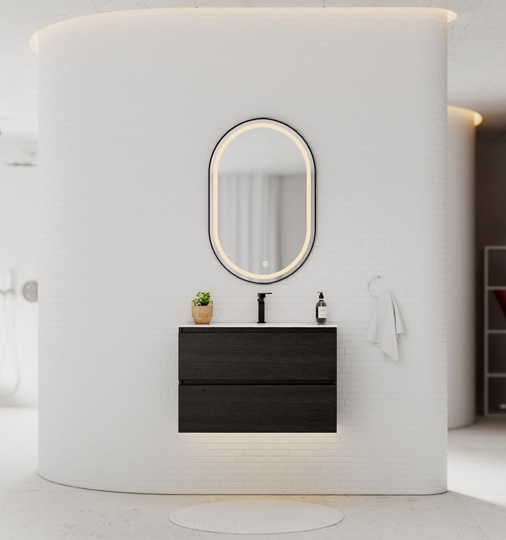 24"/30" Black Bathroom Vanity Sink Wall Mounted Cabinet Vanity - Vanity30" NeoNova Decor