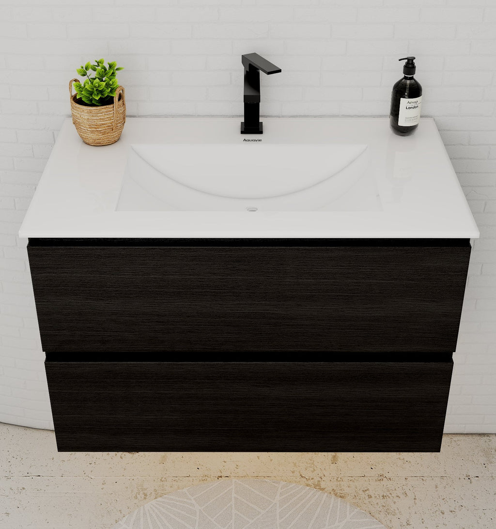 24"/30" Black Bathroom Vanity Sink Wall Mounted Cabinet Vanity - Vanity30" NeoNova Decor