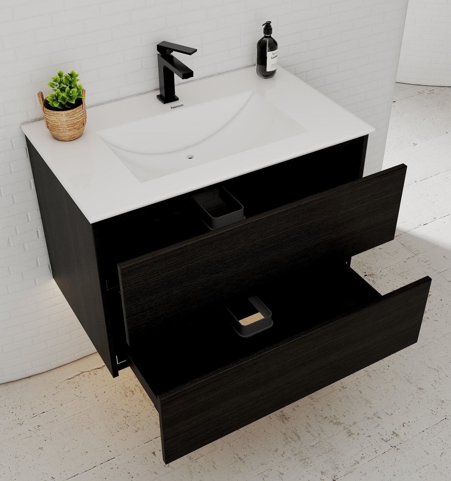 24"/30" Black Bathroom Vanity Sink Wall Mounted Cabinet Vanity - Vanity30" NeoNova Decor