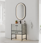 24"/30" Concrete - Style Bathroom Vanity with Ceramic Sink - toilet24" NeoNova Decor