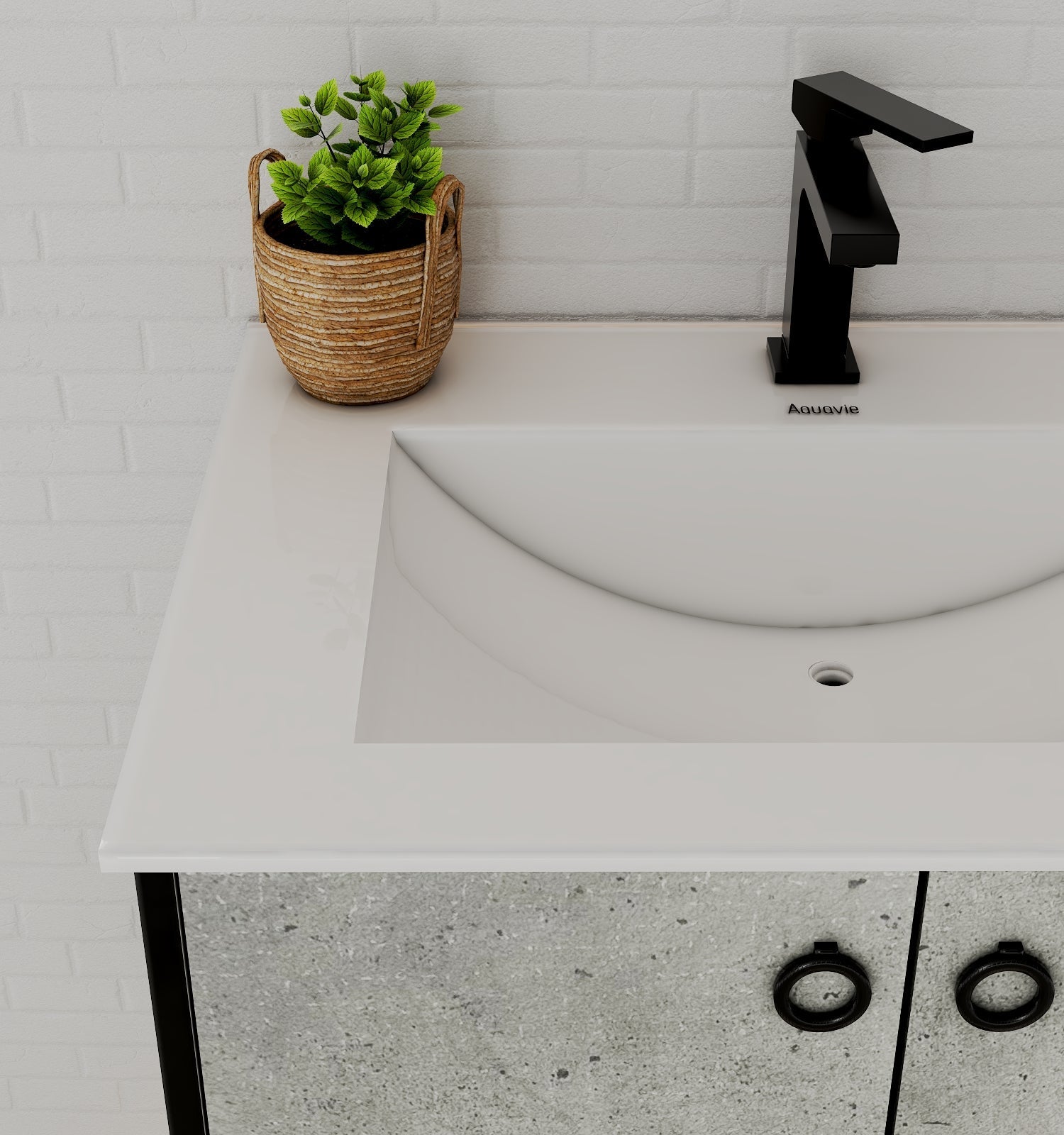 24"/30" Concrete - Style Bathroom Vanity with Ceramic Sink - toilet24" NeoNova Decor