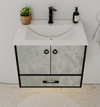 24"/30" Concrete - Style Bathroom Vanity with Ceramic Sink - toilet24" NeoNova Decor