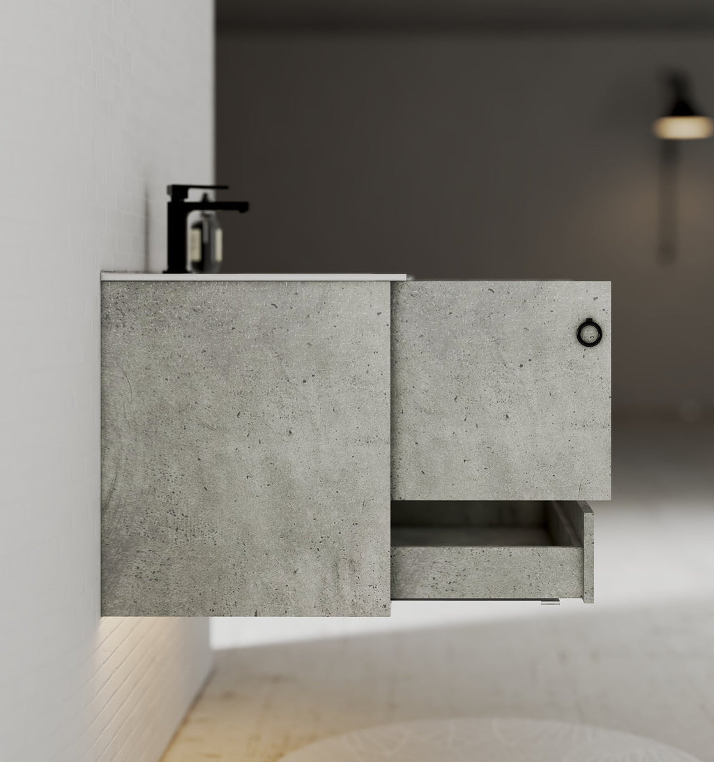 24"/30" Concrete - Style Bathroom Vanity with Ceramic Sink - toilet30" NeoNova Decor