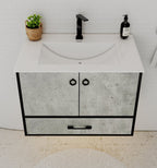 24"/30" Concrete - Style Bathroom Vanity with Ceramic Sink - toilet30" NeoNova Decor