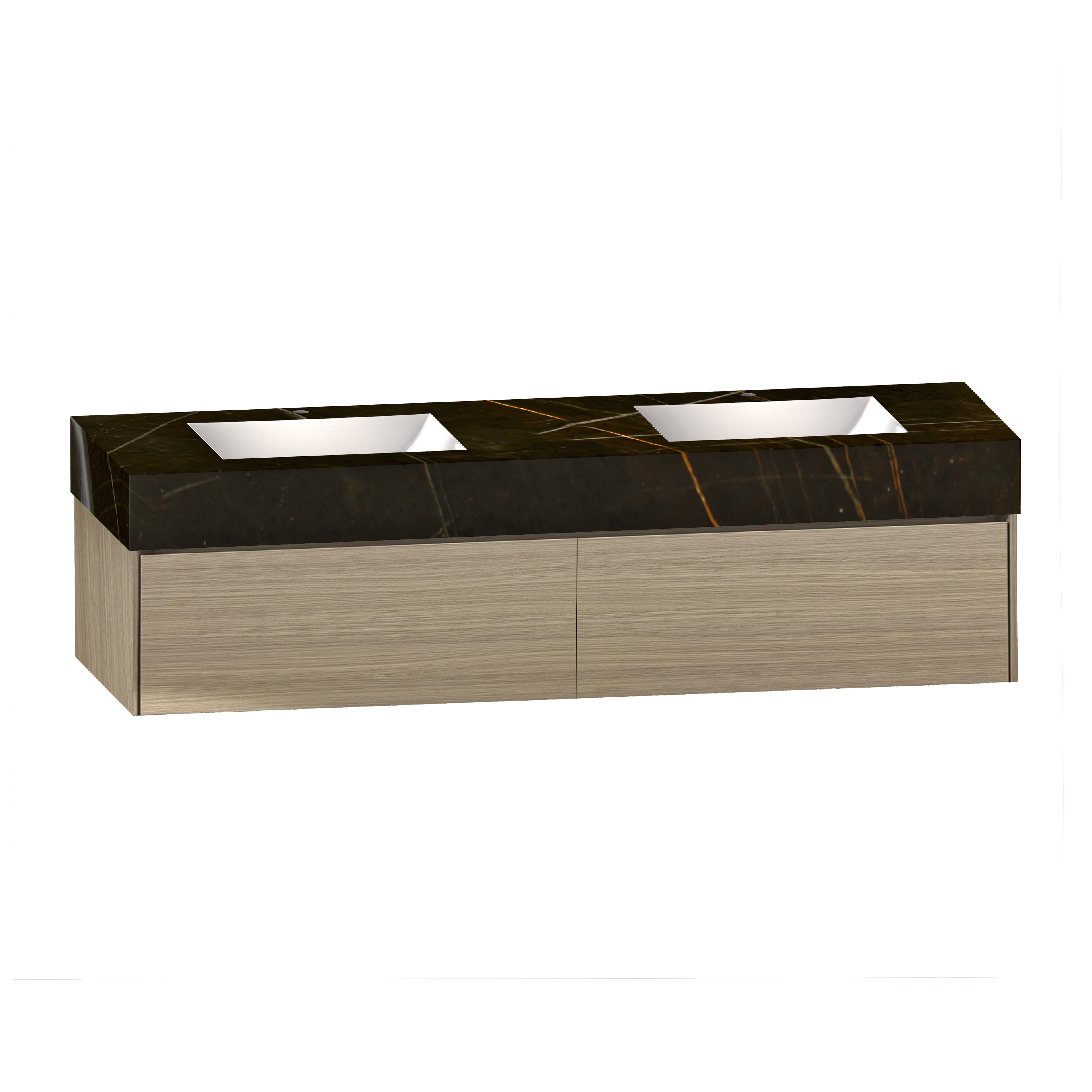 71'' Double Sink Stone Top with Single Floating Bathroom Vanity