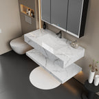 30", 40", 48" Hotel Style Ice Grey Floating Vanity – Marble - Look Stone - Vanity40 Inch NeoNova Decor
