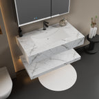 30", 40", 48" Hotel Style Ice Grey Floating Vanity – Marble - Look Stone - Vanity40 Inch NeoNova Decor
