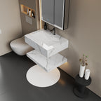 30", 40", 48" Hotel Style Ice Grey Floating Vanity – Marble - Look Stone - Vanity48 Inch NeoNova Decor