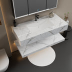 30", 40", 48" Hotel Style Ice Grey Floating Vanity – Marble - Look Stone - Vanity48 Inch NeoNova Decor