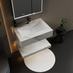 30" Hotel Style White Carrara Floating Vanity – Marble - Look Stone - Vanity32 inch NeoNova Decor