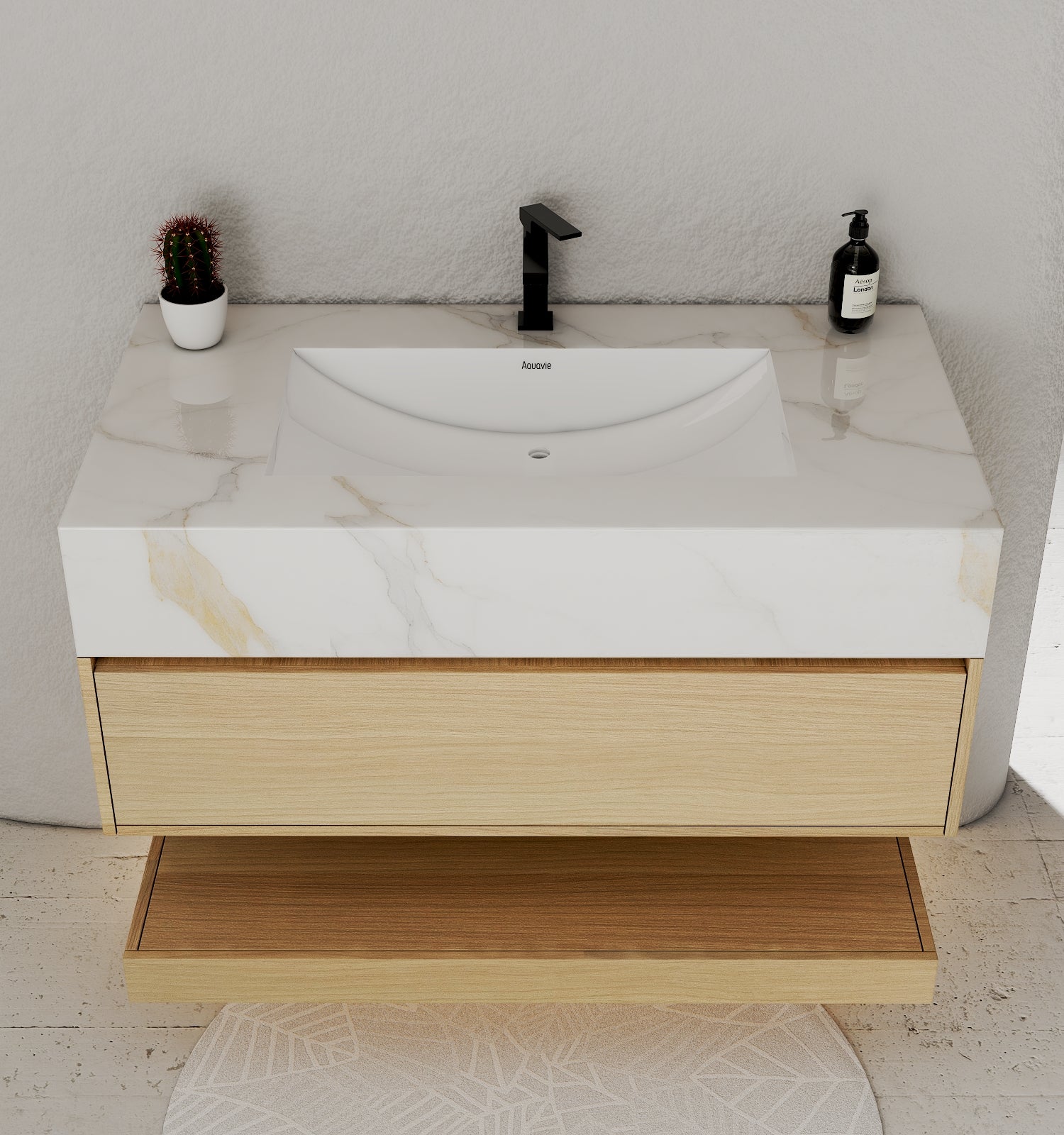 32", 36", 40" Sintered Stone Top with Hotel - Style Floating Bathroom Vanity - VanityCalacatta Gold NeoNova Decor