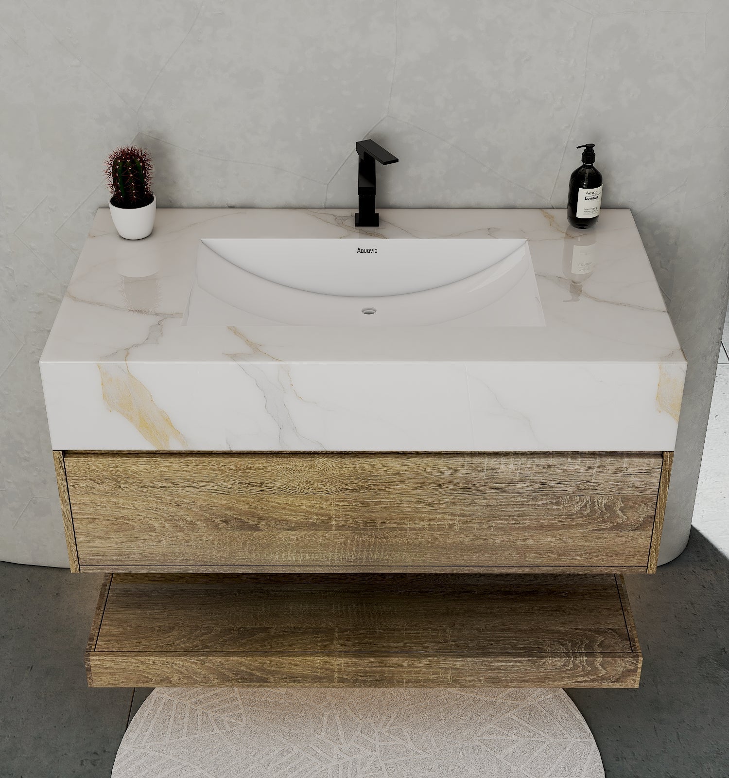 32", 36", 40" Sintered Stone Top with Hotel - Style Floating Bathroom Vanity - VanityCalacatta Gold NeoNova Decor