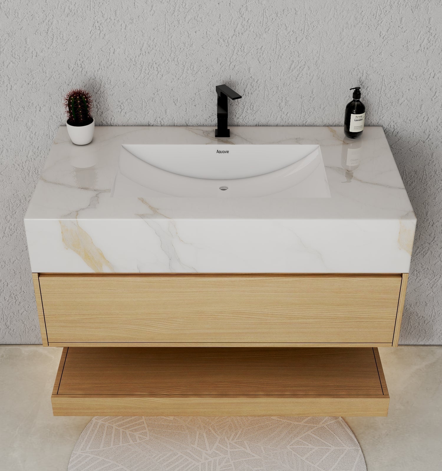 32", 36", 40" Sintered Stone Top with Hotel - Style Floating Bathroom Vanity - VanityCalacatta Gold NeoNova Decor