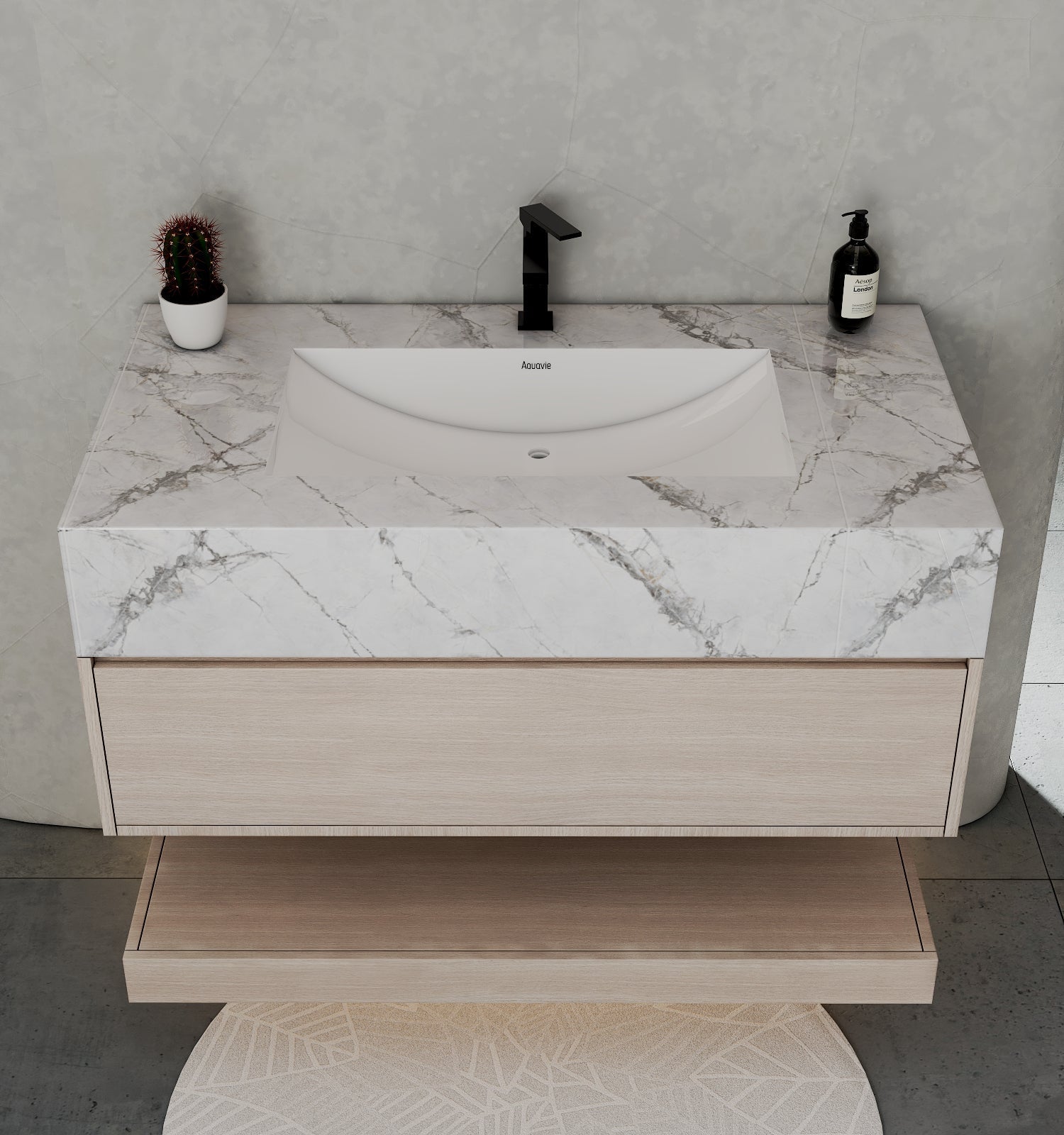 32", 36", 40" Sintered Stone Top with Hotel - Style Floating Bathroom Vanity - VanityIce Grey NeoNova Decor