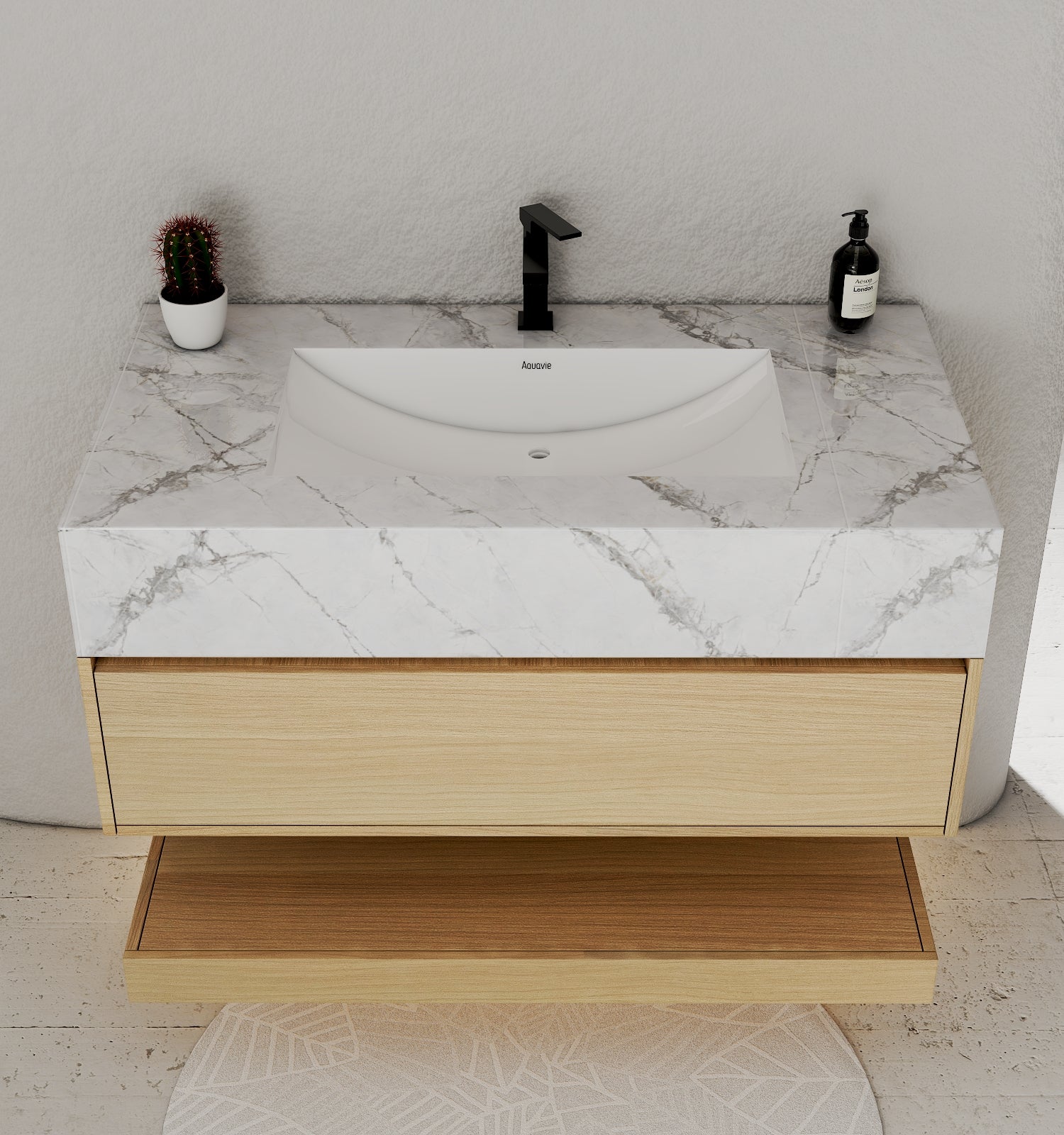 32", 36", 40" Sintered Stone Top with Hotel - Style Floating Bathroom Vanity - VanityIce Grey NeoNova Decor
