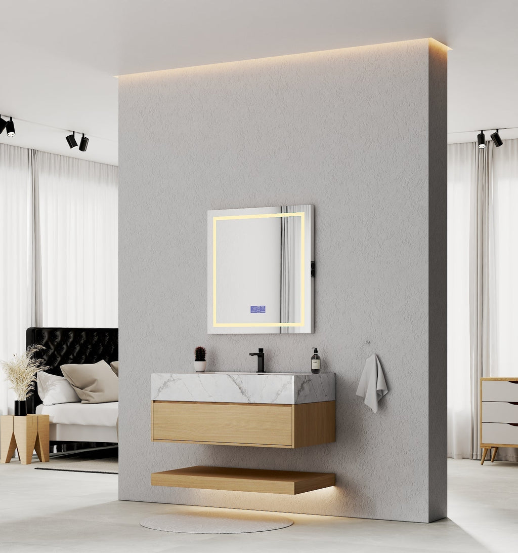 32", 36", 40" Sintered Stone Top with Hotel - Style Floating Bathroom Vanity - VanityIce Grey NeoNova Decor