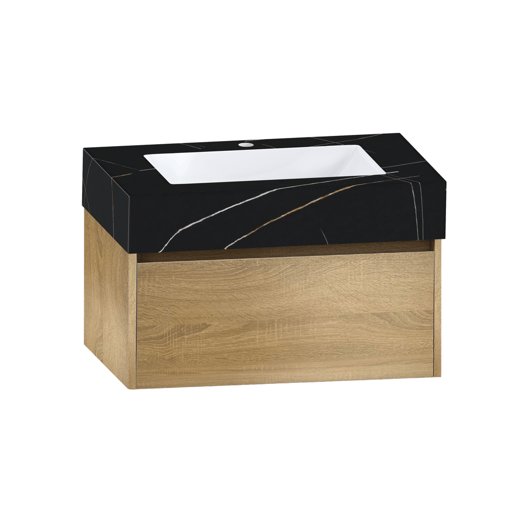 32", 36" &40" Sintered Stone Top with Single Sink Floating Bathroom Vanity - VanityBlack Marquina Gold Veins NeoNova Decor