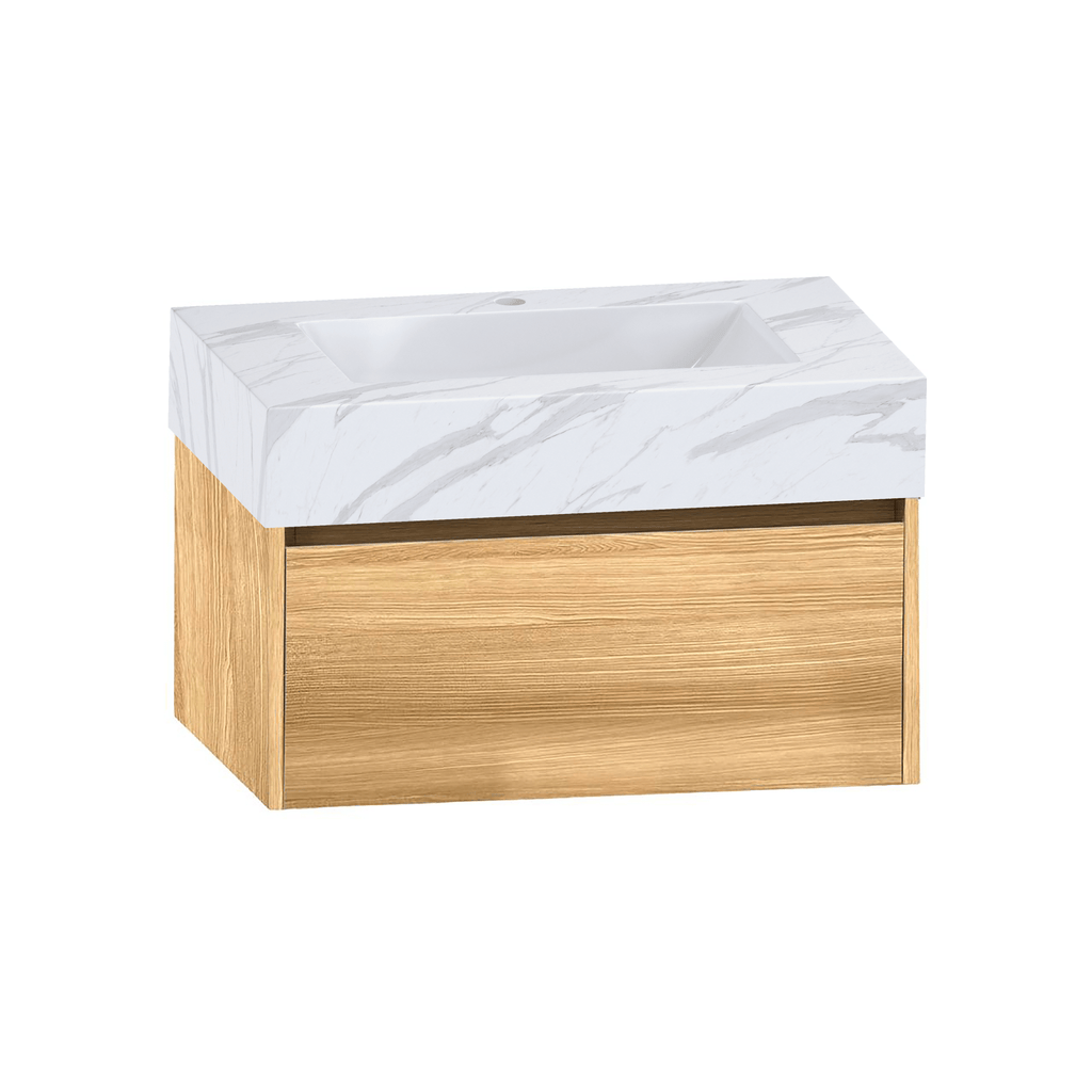 32", 36" &40" Sintered Stone Top with Single Sink Floating Bathroom Vanity - VanityWhite Carrara NeoNova Decor