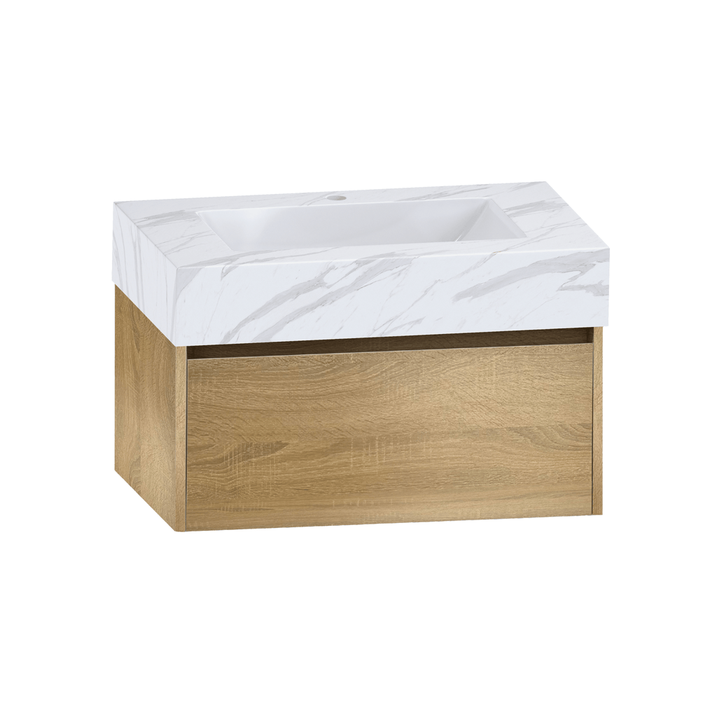 32", 36" &40" Sintered Stone Top with Single Sink Floating Bathroom Vanity - VanityWhite Carrara NeoNova Decor