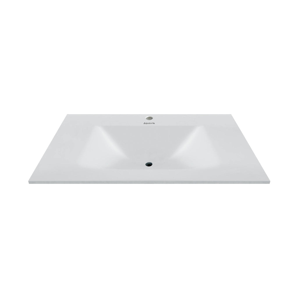 32", 36", 40" Thermoformed Sintered Stone Vanity Top with Integrated Basin – Pure White - VanityPure White NeoNova Decor