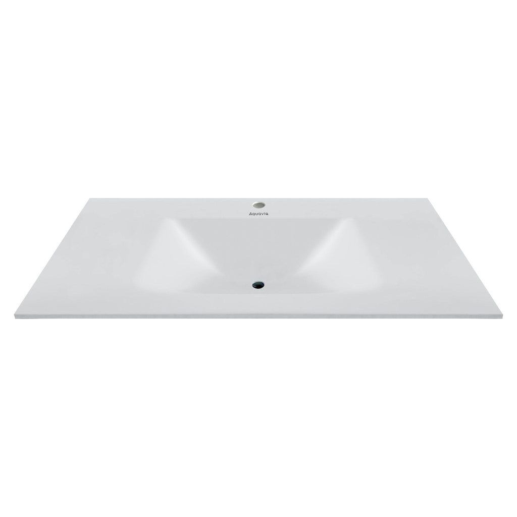 32", 36", 40" Thermoformed Sintered Stone Vanity Top with Integrated Basin – Pure White - VanityPure White NeoNova Decor
