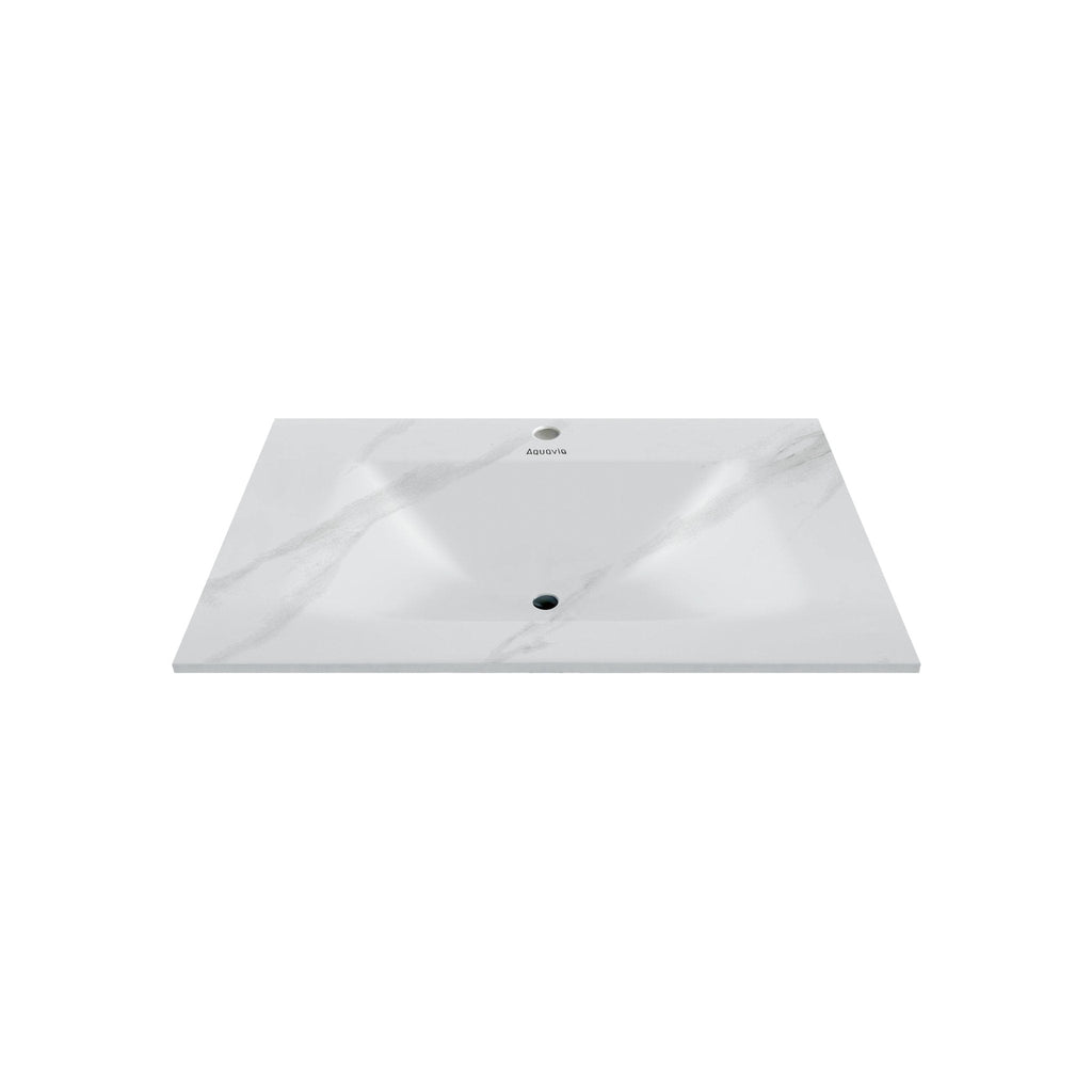 32", 36", 40" Thermoformed Sintered Stone Vanity Top with Integrated Basin – White Carrara - VanityWhite Carrara NeoNova Decor