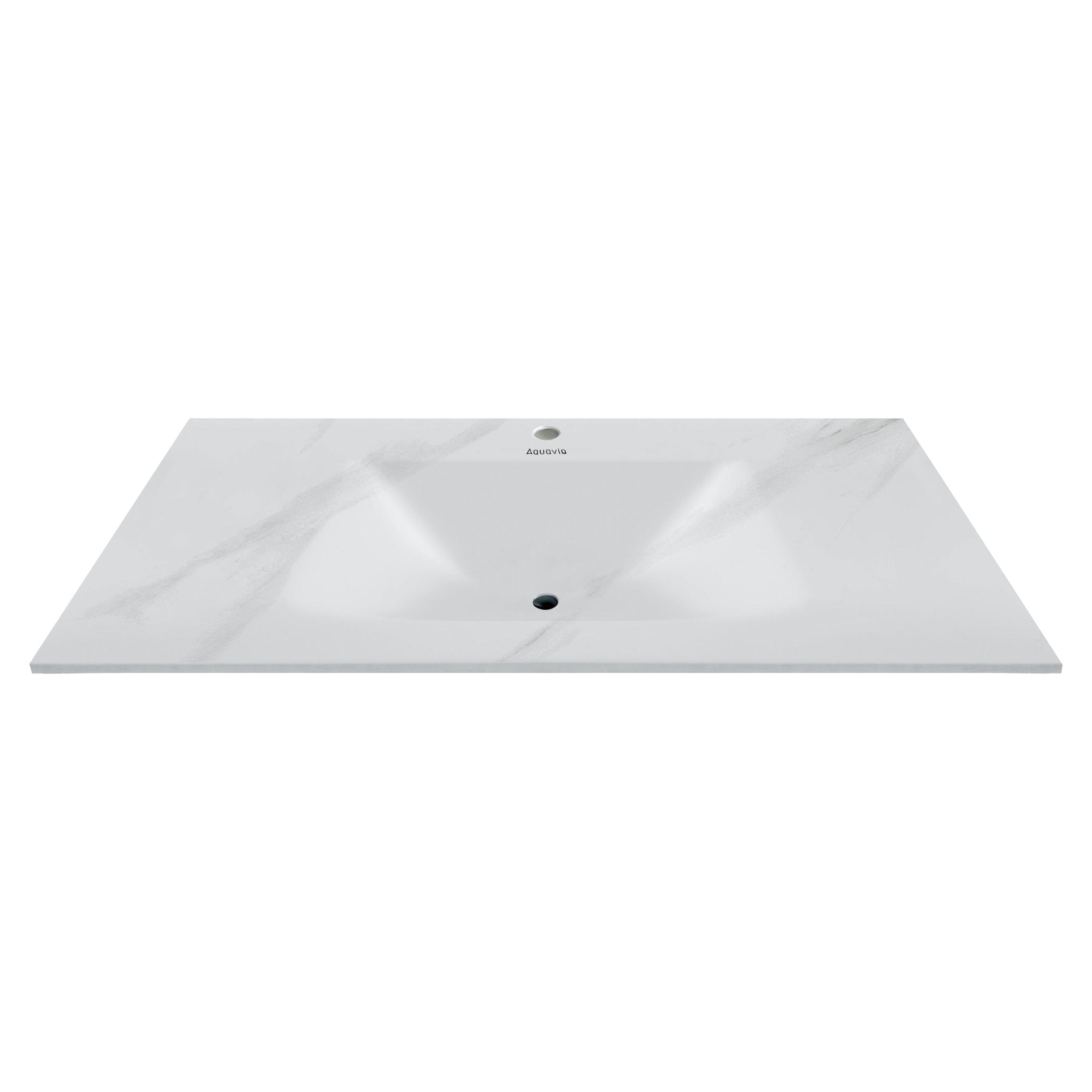 32", 36", 40" Thermoformed Sintered Stone Vanity Top with Integrated Basin – White Carrara - VanityWhite Carrara NeoNova Decor