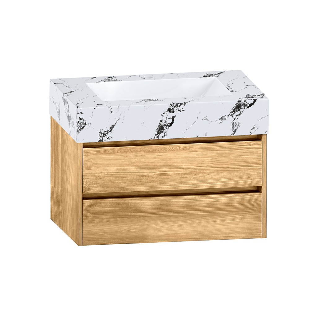 32", 36",40" Stone Top with Elegant Floating Double Drawer Bathroom Vanity - VanityHHT NeoNova Decor