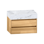 32", 36",40" Stone Top with Elegant Floating Double Drawer Bathroom Vanity - VanityHHT NeoNova Decor