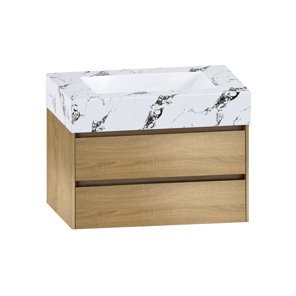 32", 36",40" Stone Top with Elegant Floating Double Drawer Bathroom Vanity - VanityXTX NeoNova Decor