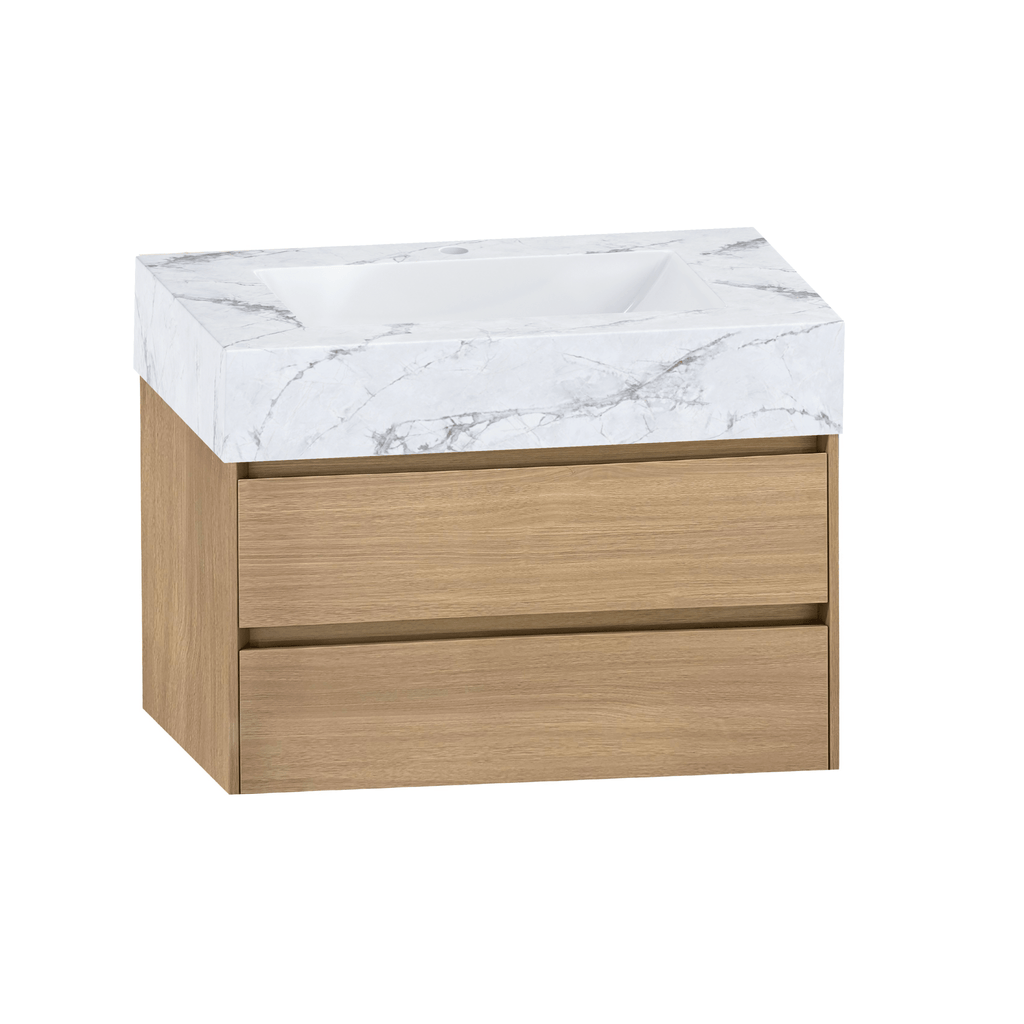 32", 36",40" Stone Top with Elegant Floating Double Drawer Bathroom Vanity - VanityZMR NeoNova Decor