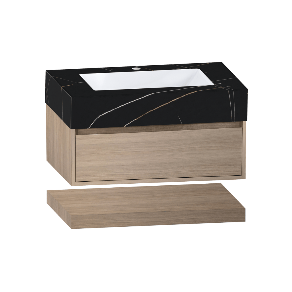 32" & 40" Sintered Stone Top with Hotel - Style Floating Bathroom Vanity - VanityBlack Marquina Gold Veins NeoNova Decor