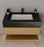 32" & 40" Sintered Stone Top with Hotel - Style Floating Bathroom Vanity - VanityBlack Marquina Gold Veins NeoNova Decor