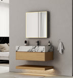 32" & 40" Sintered Stone Top with Hotel - Style Floating Bathroom Vanity - VanityBlack Marquina Gold Veins NeoNova Decor