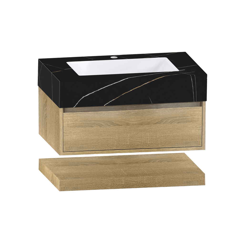32" & 40" Sintered Stone Top with Hotel - Style Floating Bathroom Vanity - VanityBlack Marquina Gold Veins NeoNova Decor