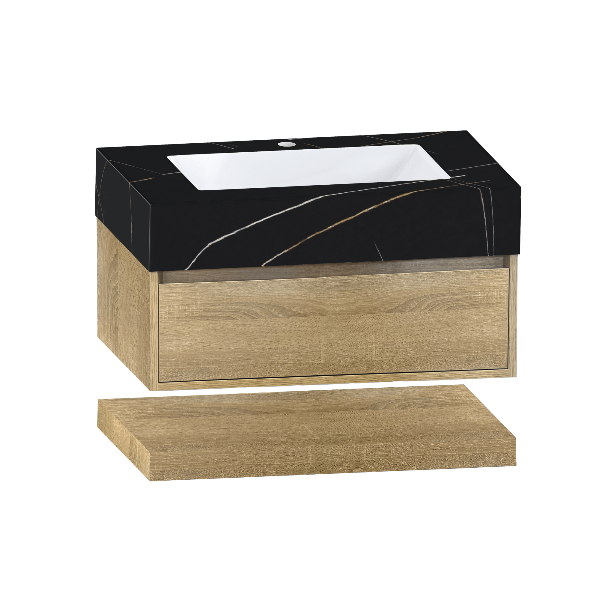 32" & 40" Sintered Stone Top with Hotel - Style Floating Bathroom Vanity - VanityBlack Marquina Gold Veins NeoNova Decor